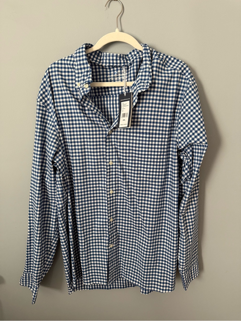 Vineyard Vines Men's Navy and White Gingham Button-Down Shirt